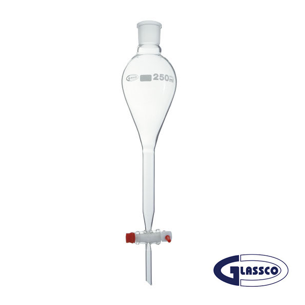 Ampoule à décanter avec robinet en PTFE et bouchon en plastique - type Gilson - GLASSCO