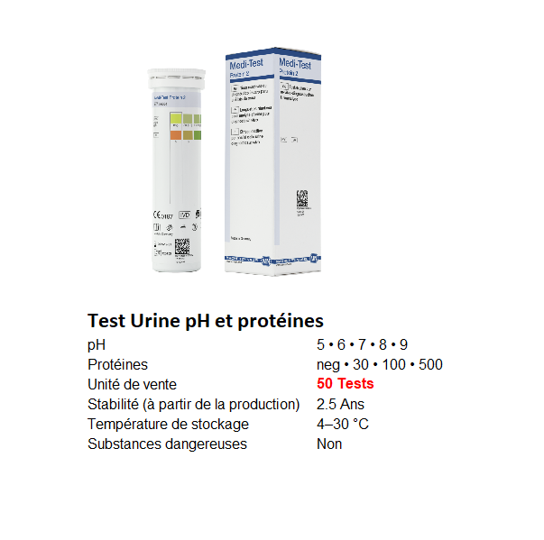 Bandelettes pour tests urinaires - Boite de 50