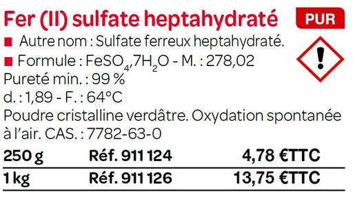 Fer (II) sulfate heptahydrate pur