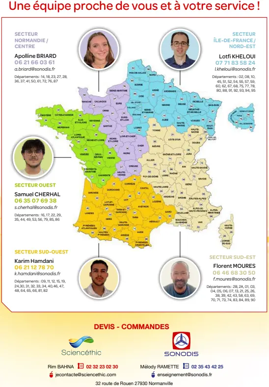 carte régionale avec commerciaux