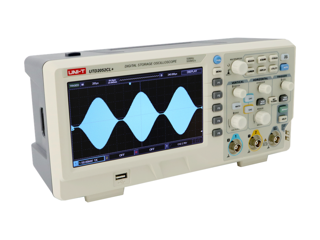 Oscilloscope numérique compact 2 voies 50 MHz - 2052CL+Uni-T