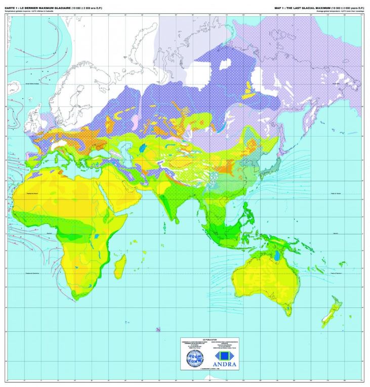 Carte des environnements du monde pendant les deux extrêmes climatiques