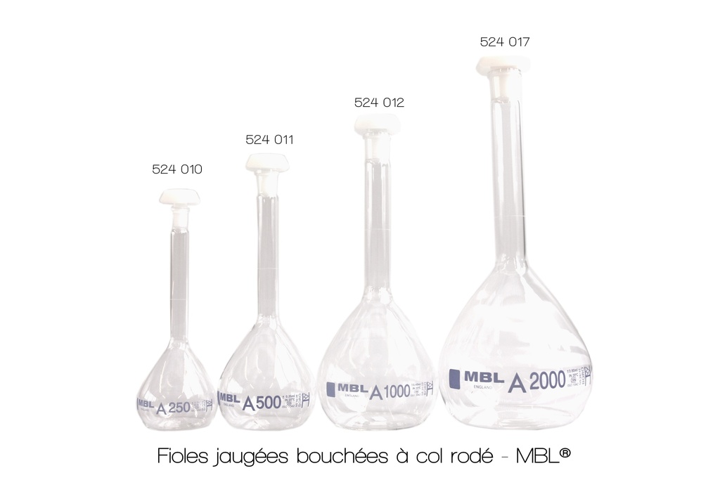 Fiole jaugée bouchée à col rodé - MBL®