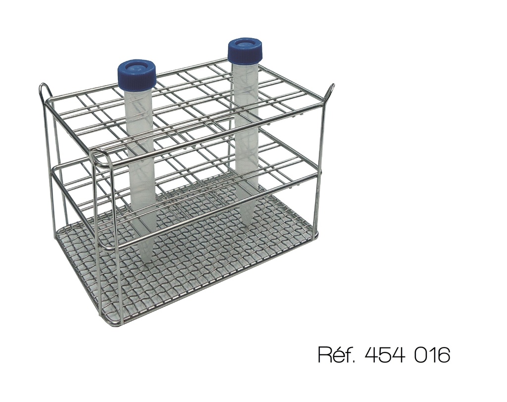 [#454016] Portoir en inox pour tubes à essais  (24 tubes - Ø=16 mm)