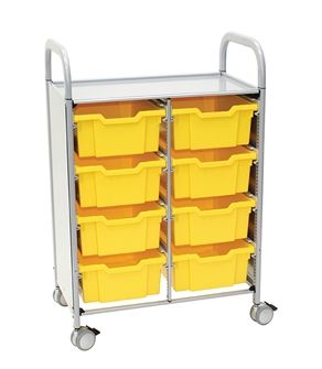 [#252187] Servante équipée Callero Plus - Gratnells (Double - 8 Bacs jaunes h 150 mm)