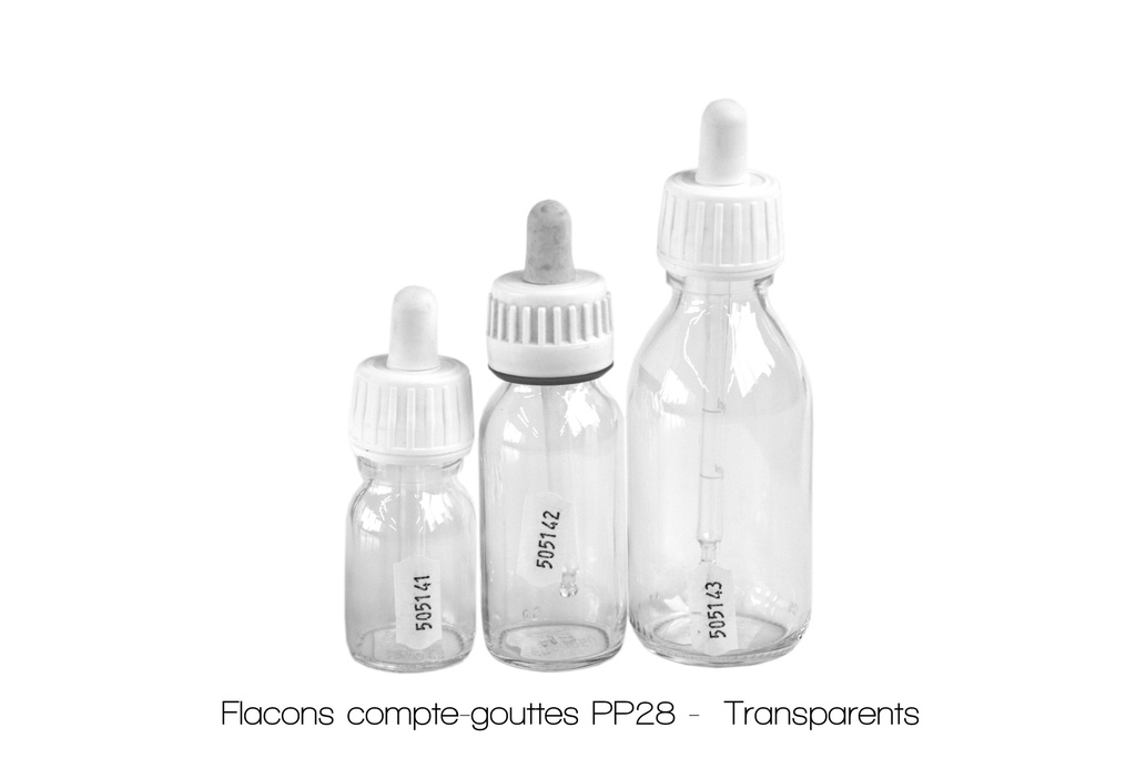 [#505141-S02341] Flacon compte-gouttes PP28 (30 mL, Transparent)