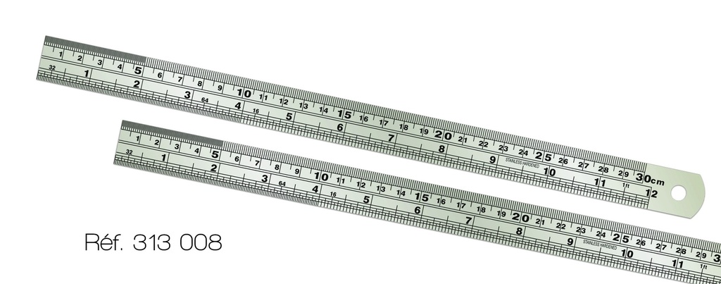 [#313008-S65365] Règle - réglet  (Métal inoxydable 30x2.3 cm)