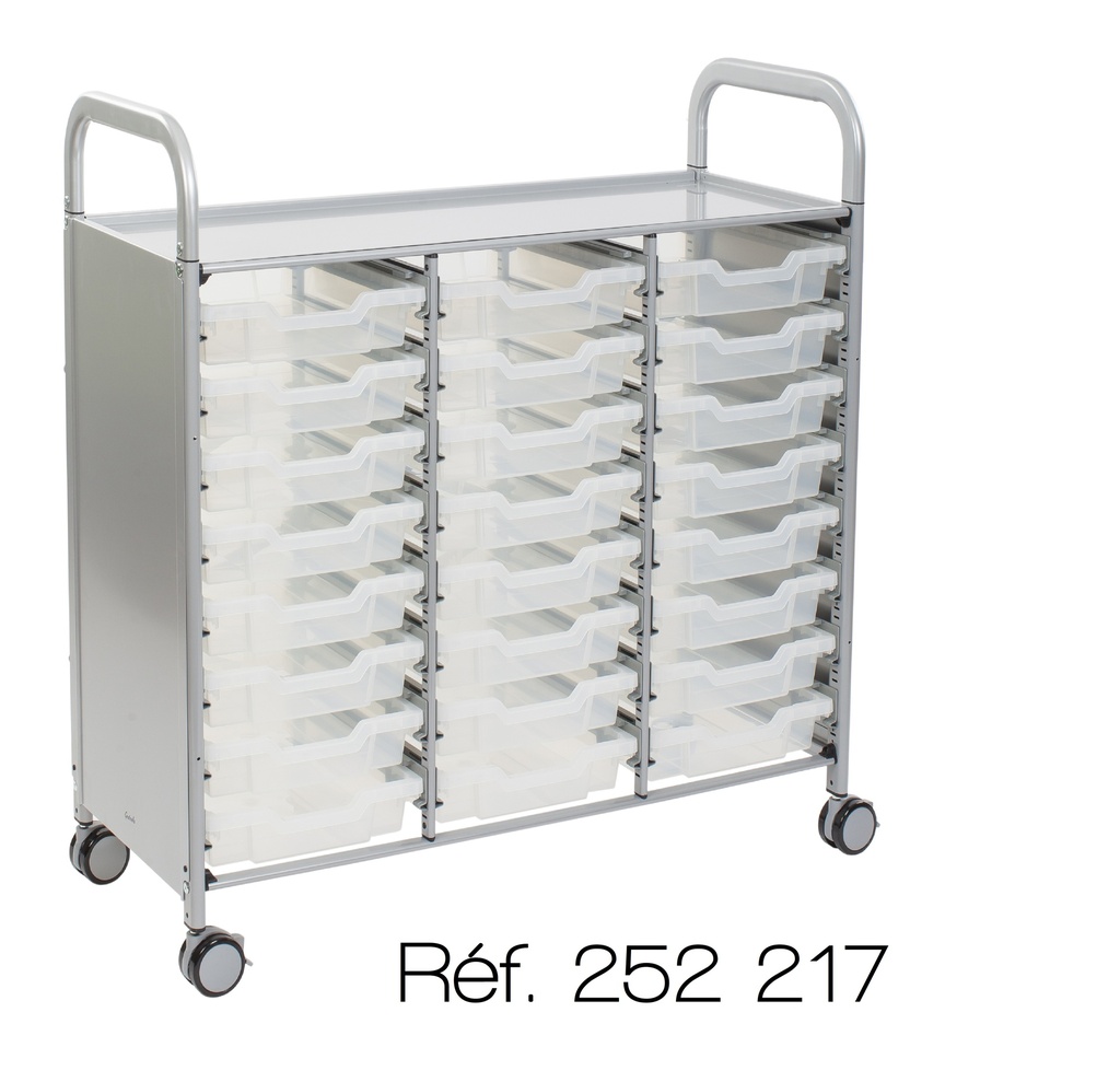 [252217] Servante anti-microbes - Callero Gratnells (Triple - 24 bacs translucides prof. 75 mm)