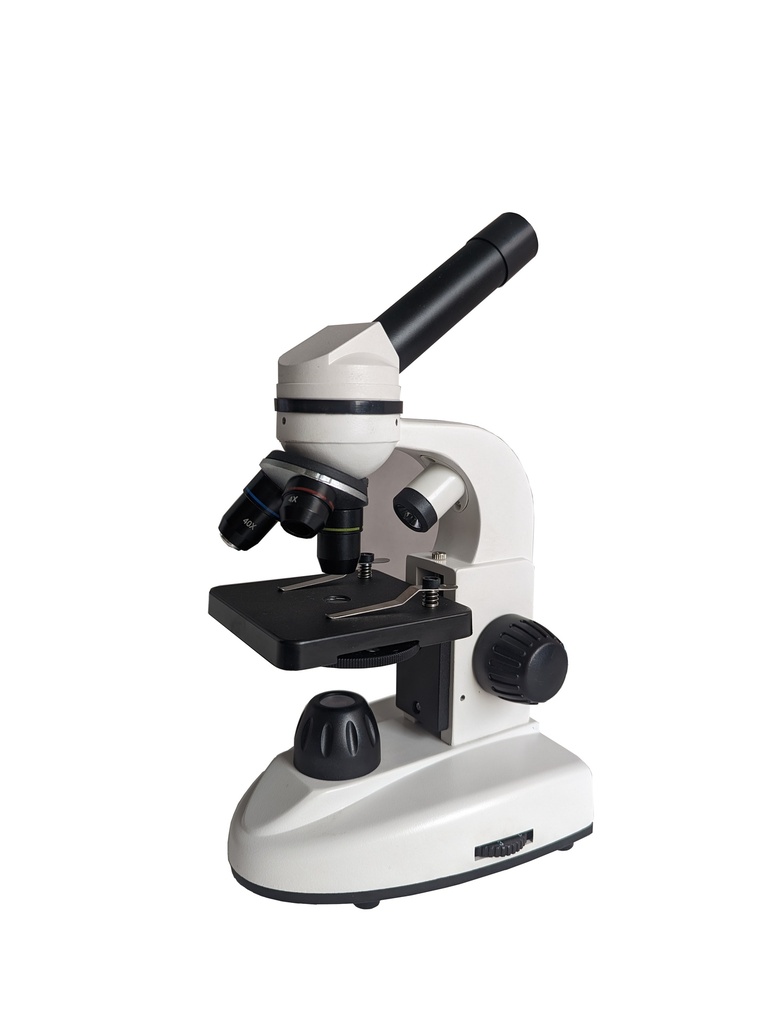 Microscope monoculaire à LED MES04L - platine à valets - x40 x100 x400