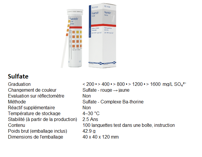 Bandelettes de test d'espèces chimiques en solution