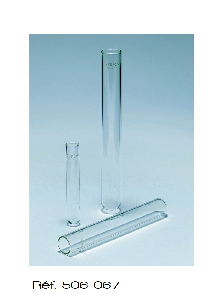 [506067-S61024] Tubes à essais à bord droit - Pyrex® (10 x 75 mm - Lot de 100)