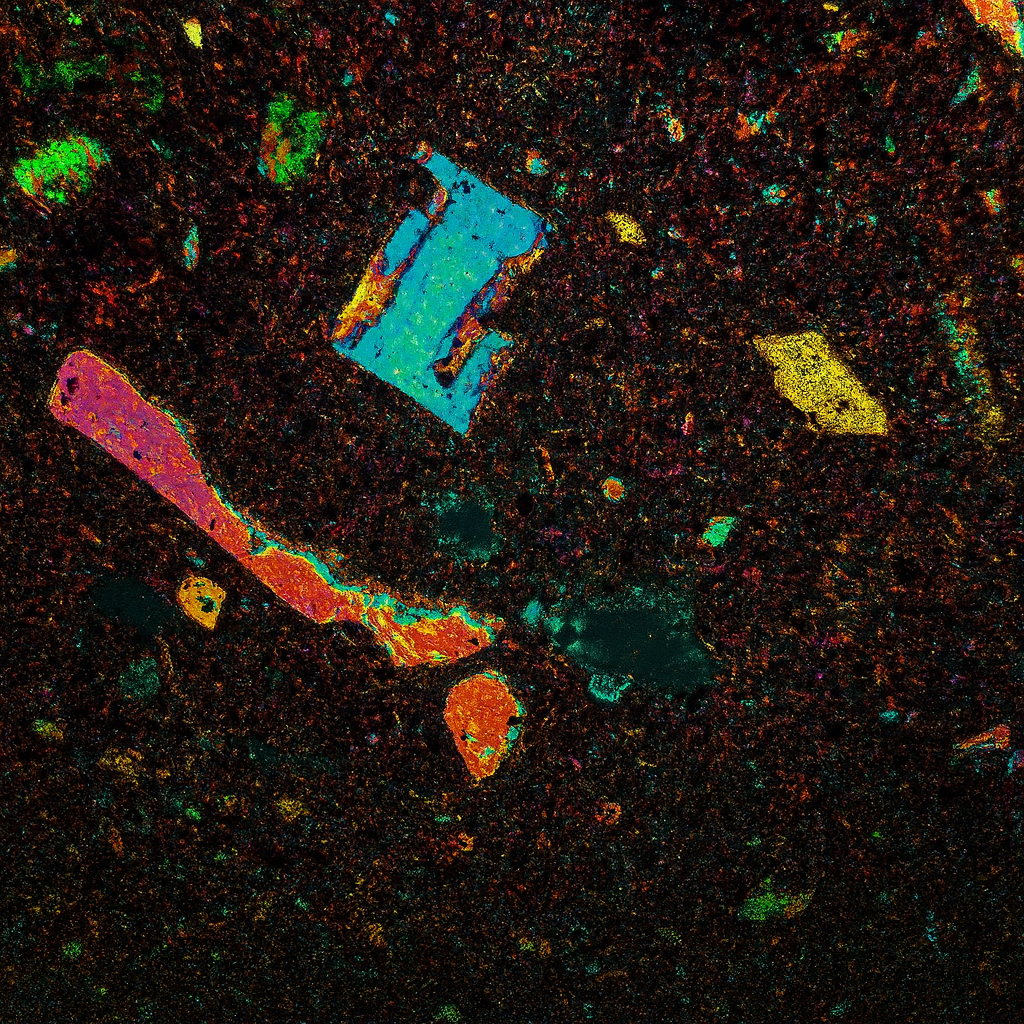 [#030001-S60379] Lame de roche éruptive et plutonique : Basalte à olivine