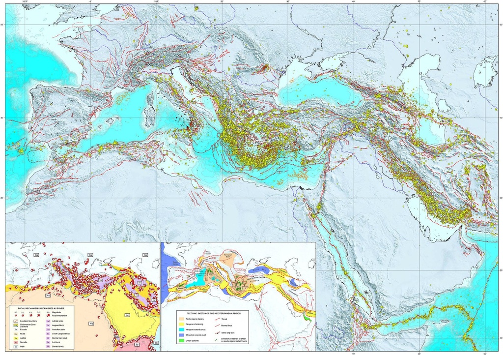 Carte géodynamique de la Méditerranée