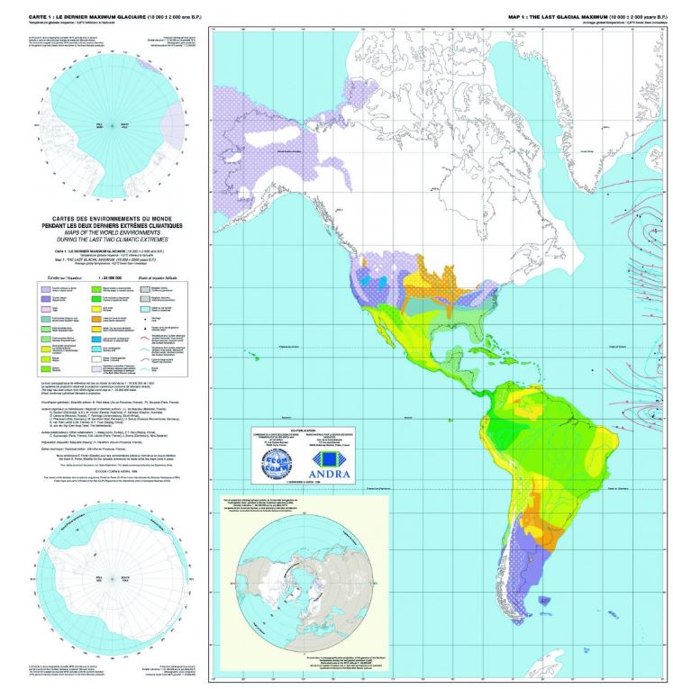 Carte des environnements du monde pendant les deux extrêmes climatiques