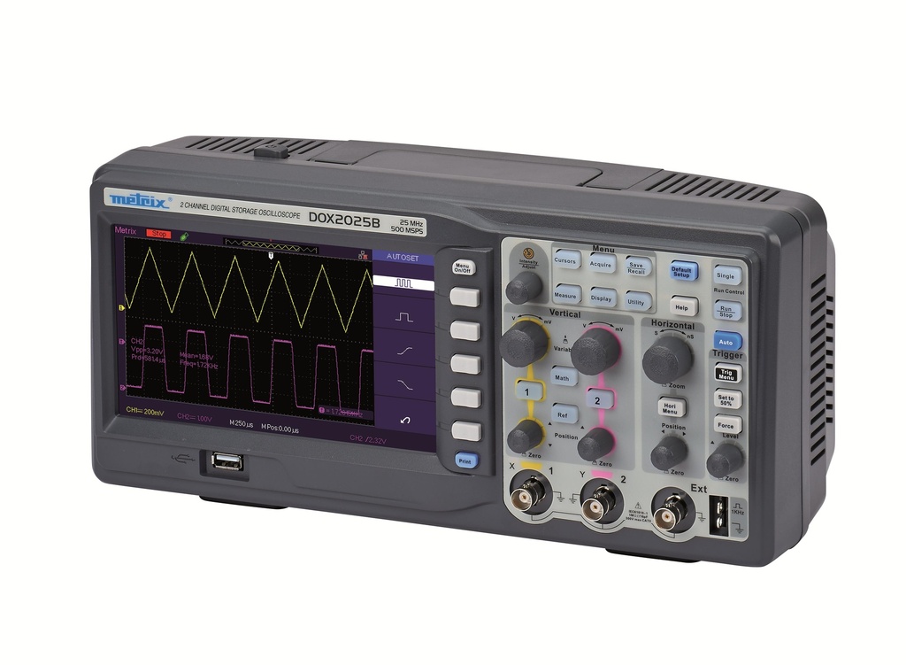 Oscilloscope numérique à écran couleur 2 voies DOX2025B - Metrix®