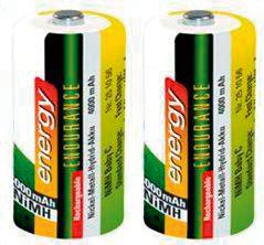 Accumulateurs - Batteries rechargeables -  1.2 V - LR20 (lot de 2)