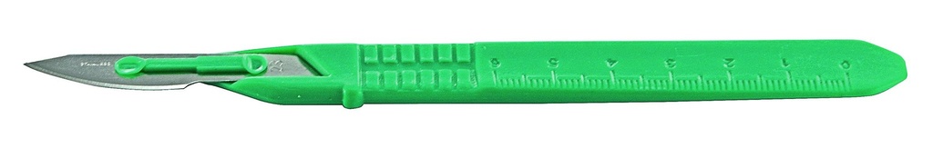 Scalpels monoblocs stériles en inox avec manche en plastique n°23 (lot de 10)