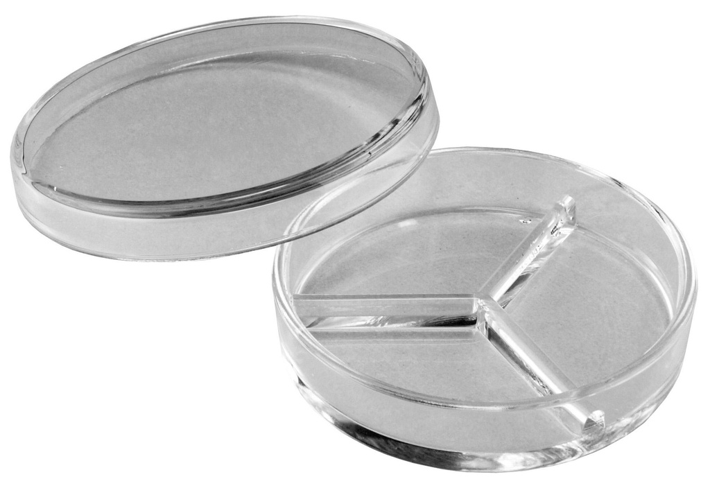 Boîtes de Pétri compartimentées stériles en polystyrène (lot de 20)