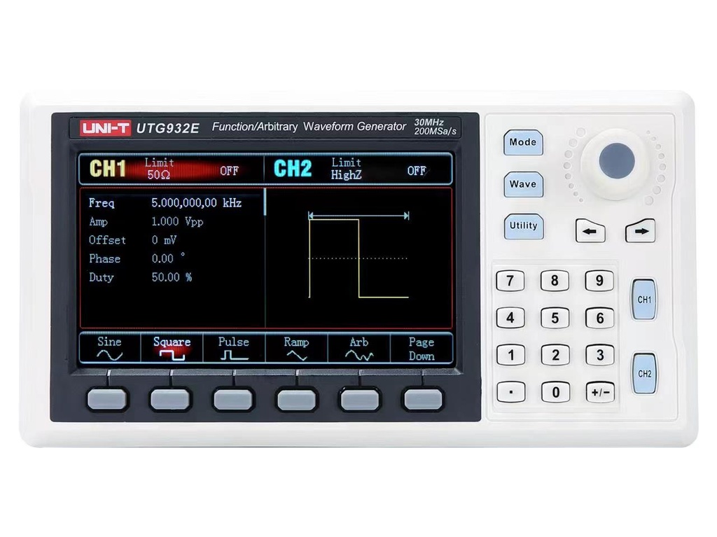 Générateur de fonctions DDS avec écran 2 voies 1 µHz-30 MHz UTG932E