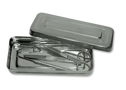 Boîte de rangement vide pour matériel de dissection en Inox 170x70x30 mm