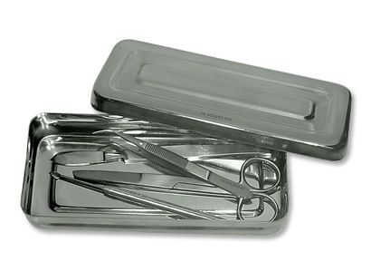 Boîte de rangement vide pour matériel de dissection en Inox 170x70x30mm
