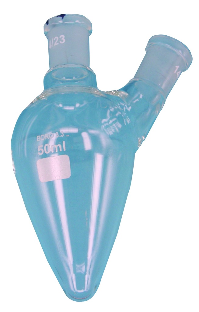 Fiole à deux cols en forme de poire 14/23 - 25 mL