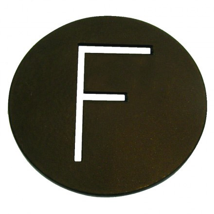 Lettre objet F métal dia. 40 mm