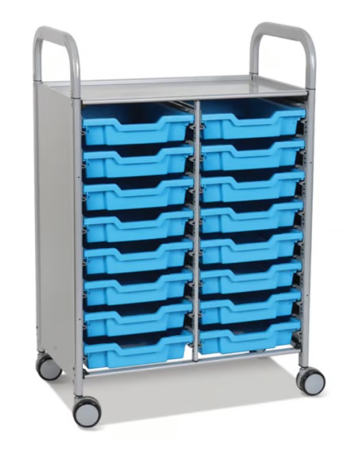 Servante Callero 2 colonnes 16 bacs - Couleur Bleu Cyan - Gratnells