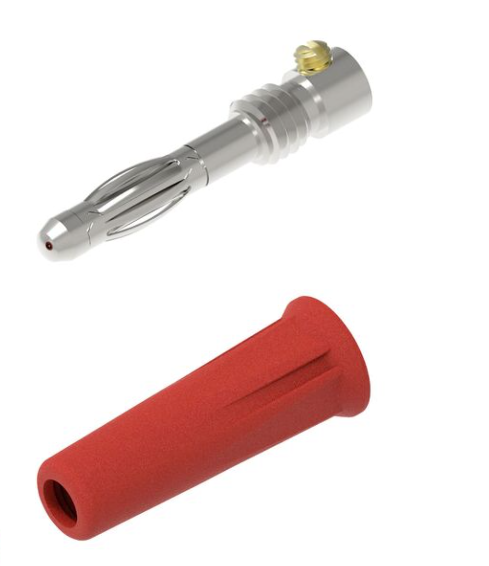 [#400035] Fiche Banane mâle Ø4 mm avec isolant vissable et raccord par vis M3 - Lot de 10 (Rouge)