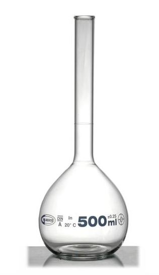 Fiole jaugée en verre transparent non bouchée - Classe A - Glassco®