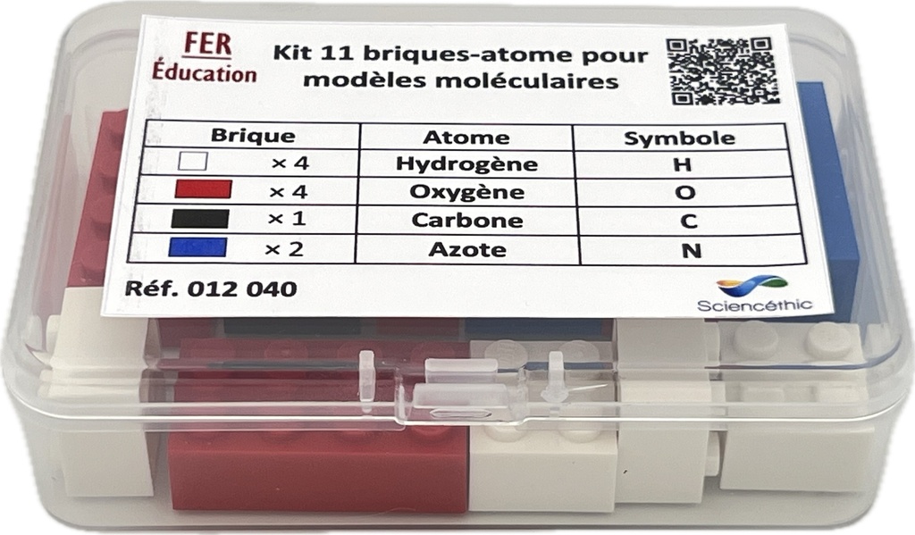 [#012040] Kit 11 briques-atomes pour modèles moléculaires