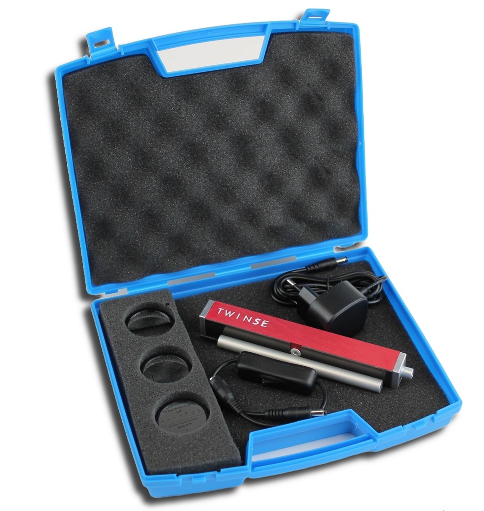 Valisette de diffraction/interférences avec laser rouge Premium