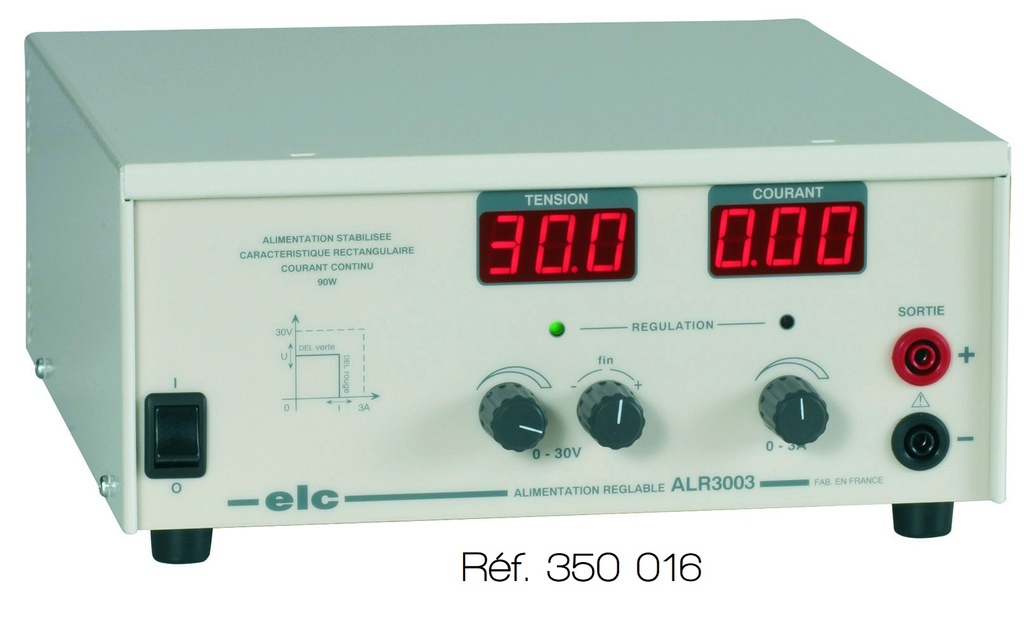 [#350016-S64538] Alimentation réglable 0-30 VCC ELC (0 - 3 A)