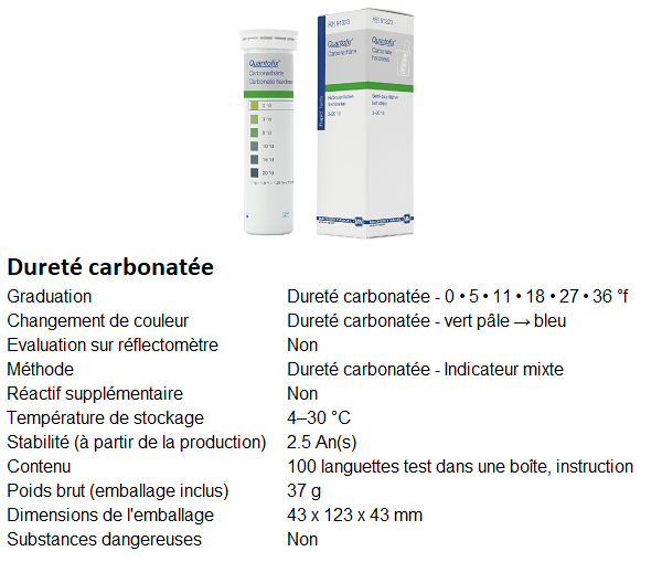 Bandelettes de test d'espèces chimiques en solution