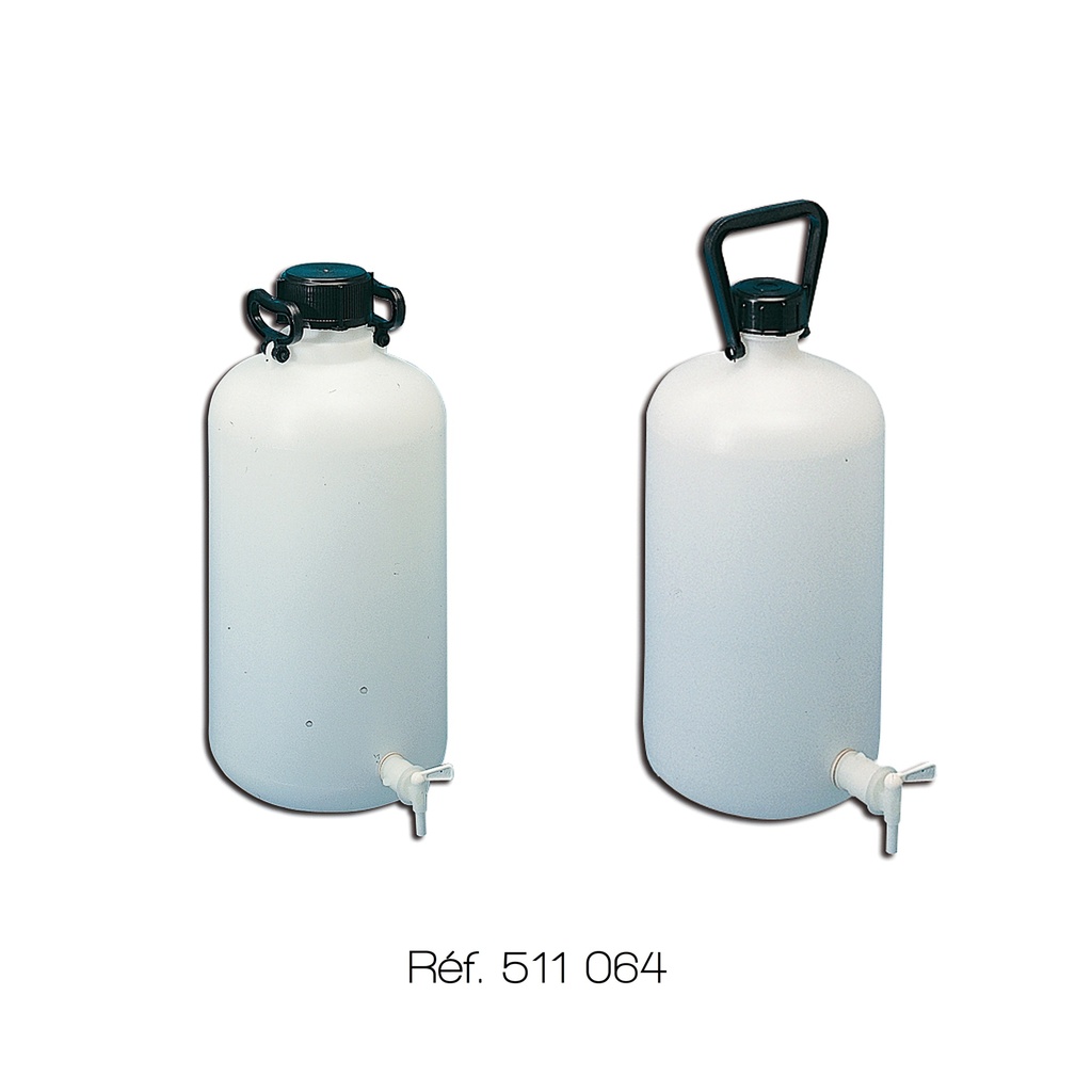 [#511064-S63965] Bonbonne cylindrique en PEHD avec robinet (5 L)