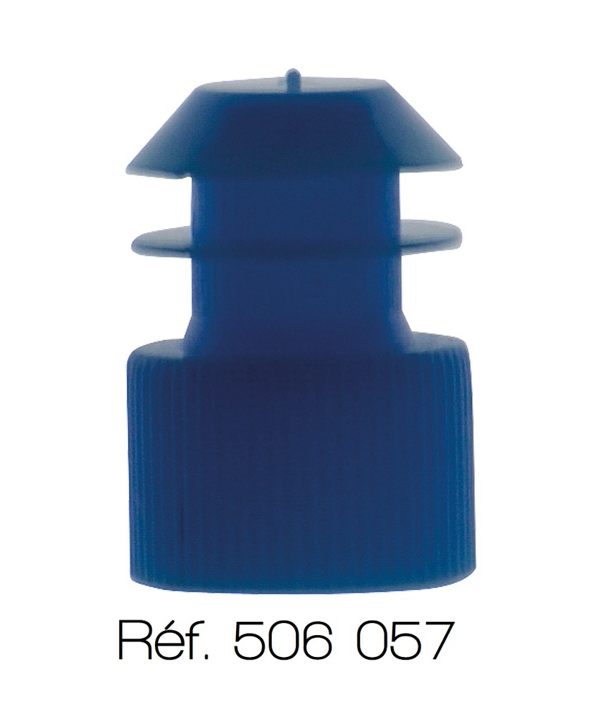 [506057-S50367] Bouchons bleus en polyéthylène à ailettes pour tubes à essais - Lot de 100 (Ø 12 mm)