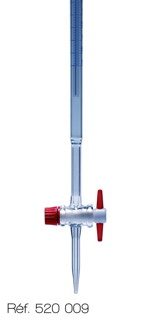 [#520009-S57071] Burette avec robinet PTFE - classe A - Pyrex® (25 mL)