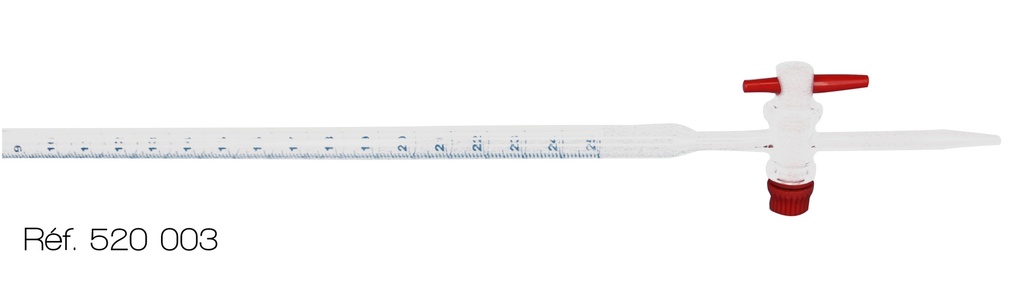 [#520003-S50284] Burette de Mohr avec robinet PTFE - classe A (25 mL)