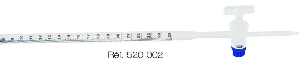 Burette de Mohr avec robinet en verre - classe B