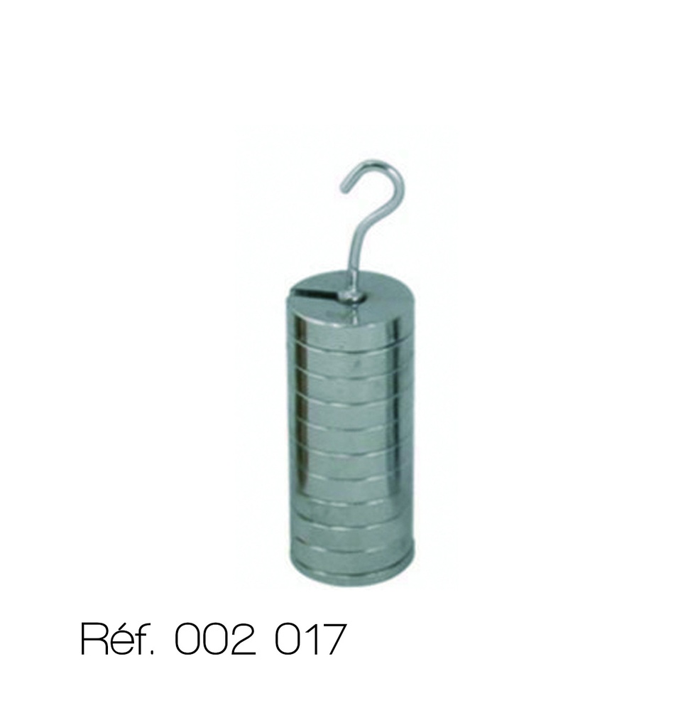 Ensemble de masses métalliques échancrées à crochet en acier nickelé