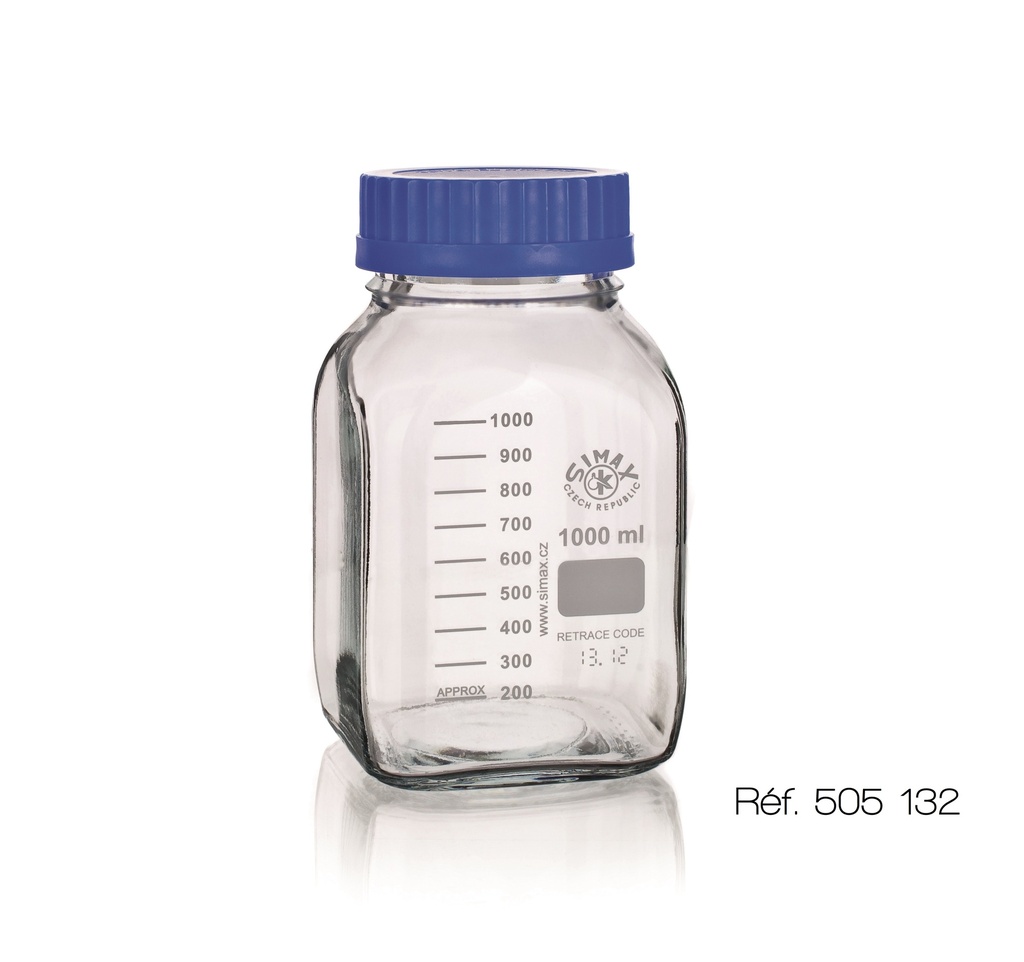 [505132] Flacon forme carré à col GL80 Simax® (500 mL)