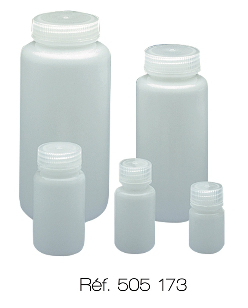 Flacon rond à col large en PEHD