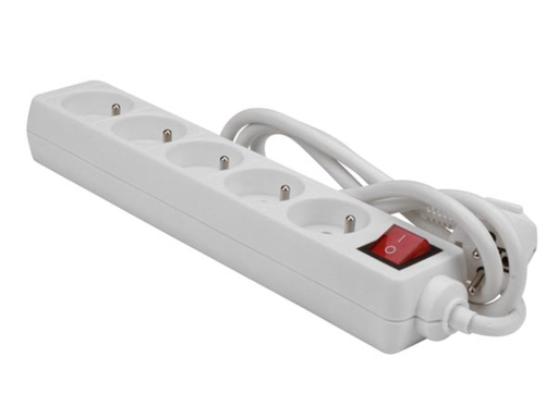 [400019-S62333] Bloc multiprise avec interrupteur, 5 prises avec terre française - type E