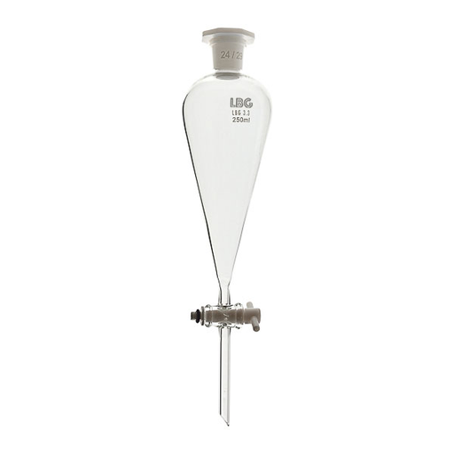 Ampoule à décanter conique avec clé en PTFE