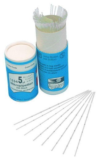 [451013-S02489] Micropipettes capillaires à 5 traits circulaires - Boîte de 250