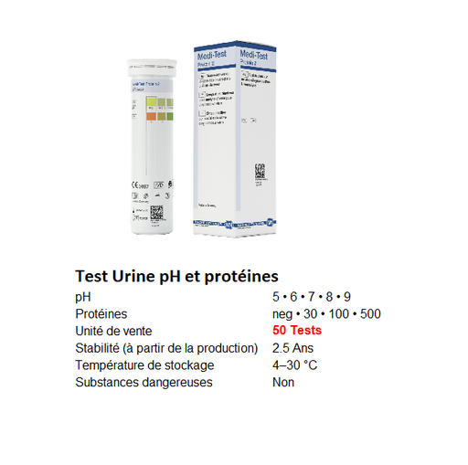 [910391-S66062] Bandelettes pour tests urinaires - Boite de 50