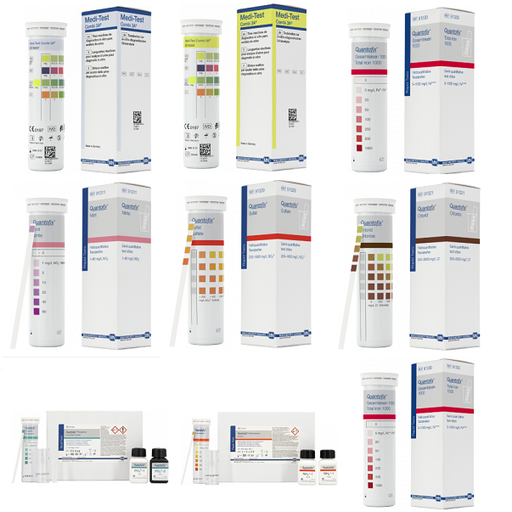 Bandelettes de test d'espèces chimiques en solution [glucose, nitrates, dureté...]