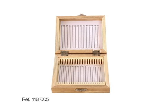 Boîte de rangement en bois pour préparations microscopiques