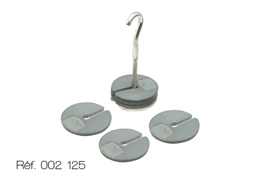 Ensemble de masses métalliques échancrées à crochet en zinc