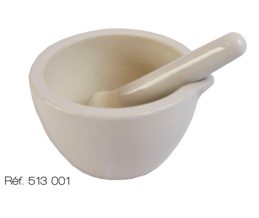 Ensemble mortier et pilon en porcelaine